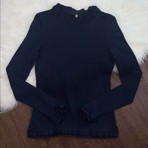 Vineyard Vines Navy Ruffle 100% merino wool sweater